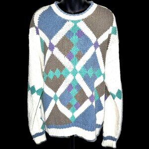Vintage 80's Colours by Alexander Julian Unisex Hand Kint Sweater Men's Size L